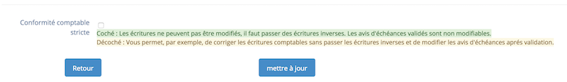 option de comptabilité conforme