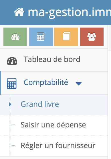 menu du grand livre comptable