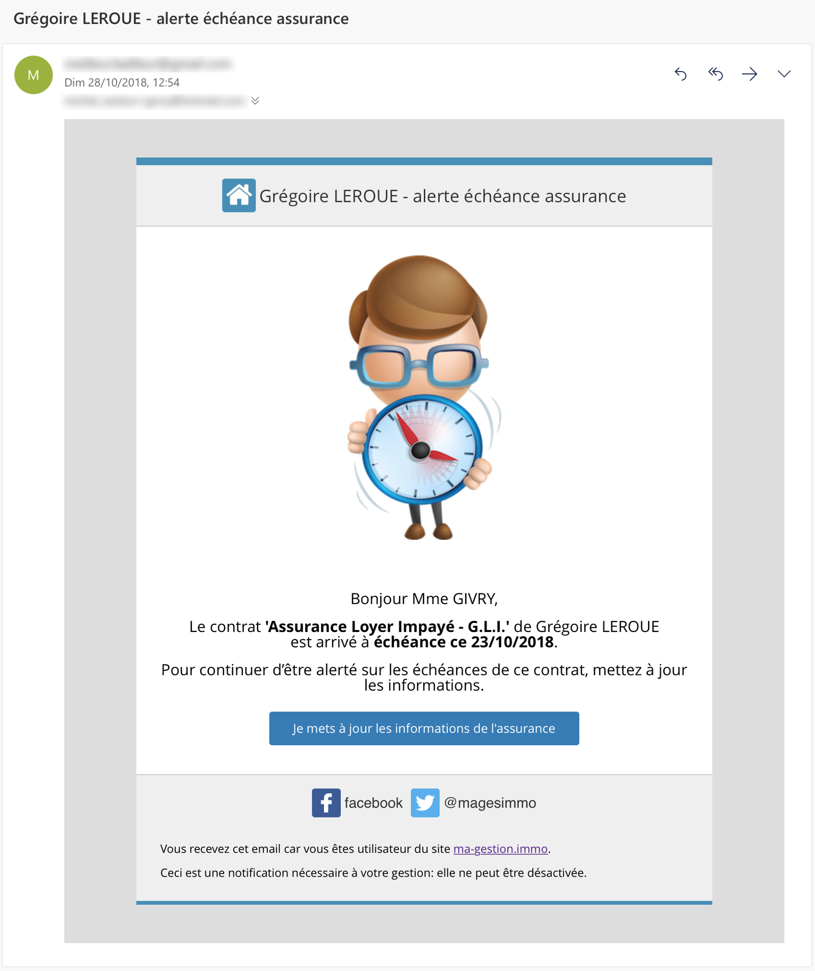 alerte echeance assurance loyer impayé